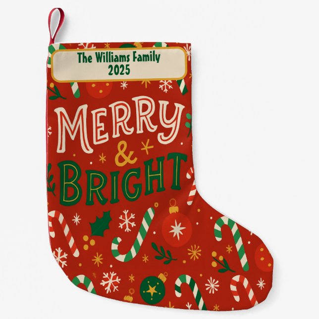Petite Chaussette De Noël Merry & Bright Christmas Family Stocking (Devant)
