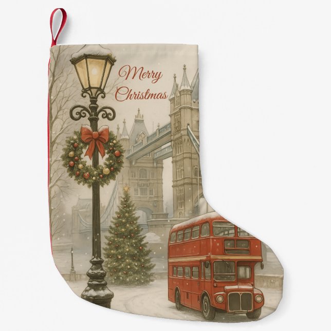 Petite Chaussette De Noël Merry Christmas in London Postcard Traveler Gift (Devant)