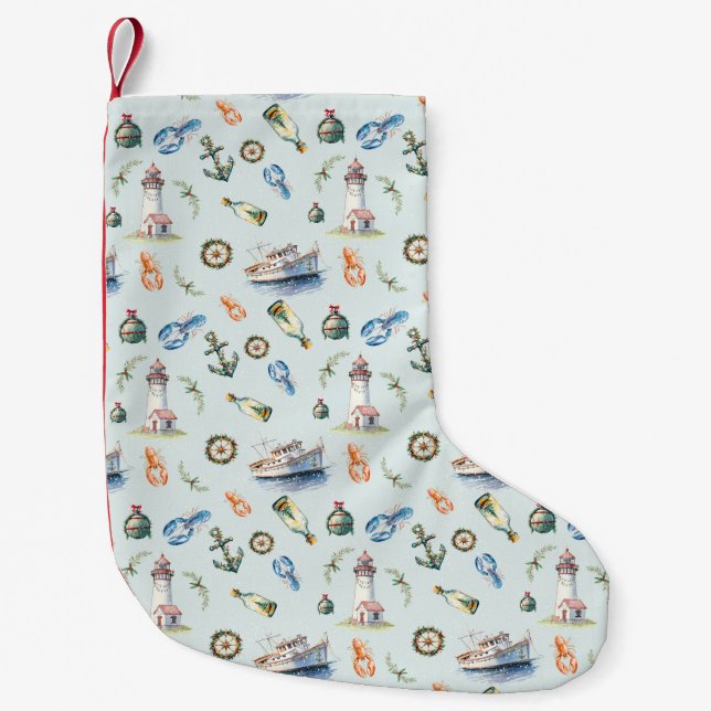 Petite Chaussette De Noël Merry Coastal Christmas Wrapping Paper (Devant)