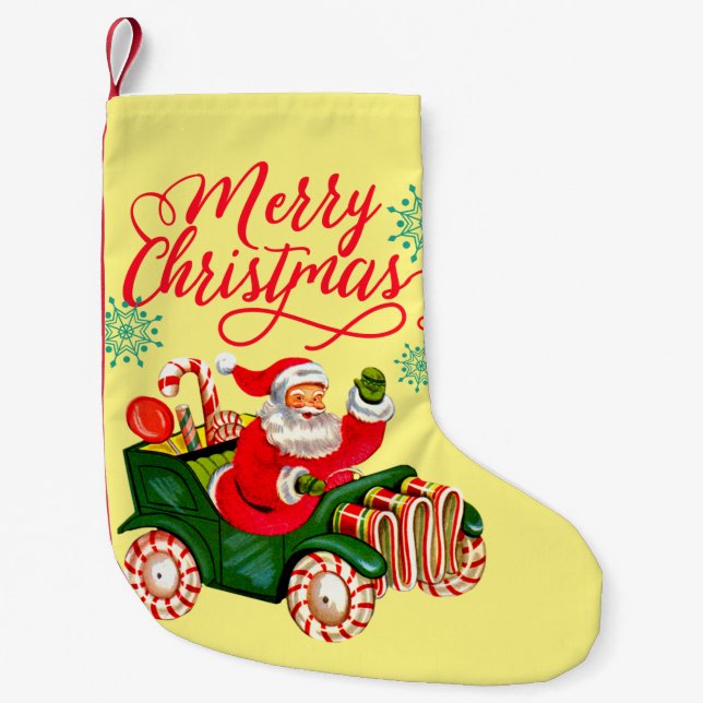 Petite Chaussette De Noël Merveilleuse Voiture à bonbons du Père Noël (Devant)