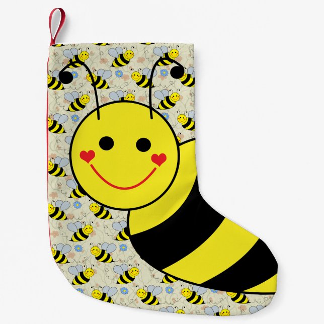 Petite Chaussette De Noël Mignon gaffez l'abeille avec le motif (Devant)