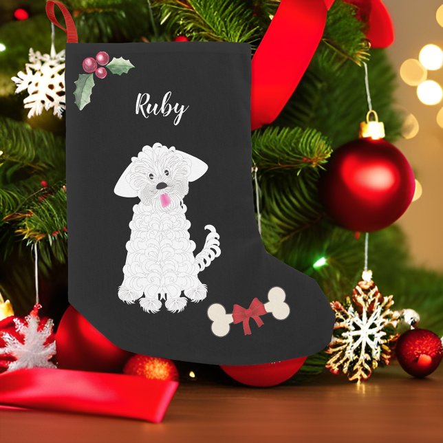 Petite Chaussette De Noël Mignonne fille Maltese Chien Monogramme (Créateur téléchargé)