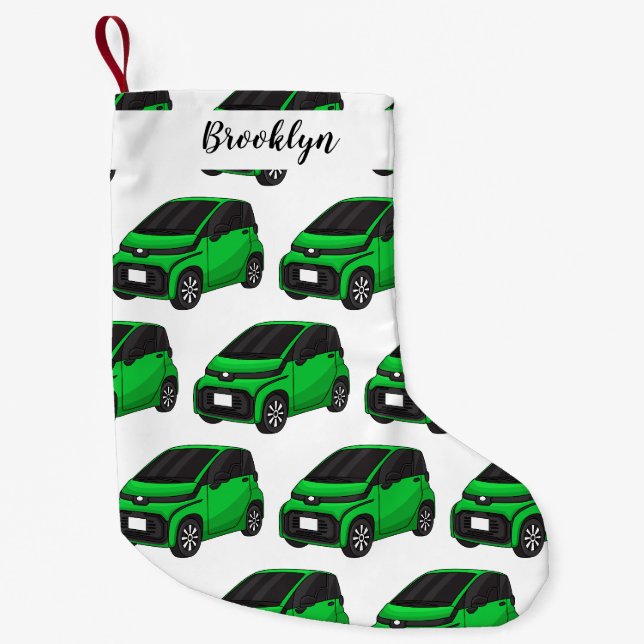 Petite Chaussette De Noël Mignonne micro-voiture verte (Devant)
