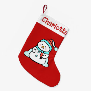 Petite Chaussette De Noël Mignonne motoneige d'hiver   Nom d'enfant rouge