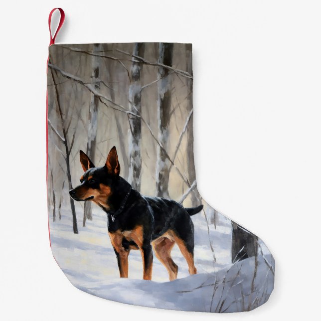 Petite Chaussette De Noël Mince Pinscher Laisser Neige Noël (Devant)