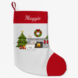Petite Chaussette De Noël Mini Goldendoodle crème - Chambre de Noël festive