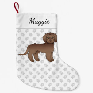 Petite Chaussette De Noël Mini Goldendoodle marron mignon Chien de dessin an
