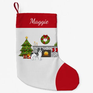 Petite Chaussette De Noël Mini Goldendoodle Parti-color Noir de Noël