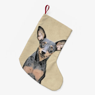 Petite Chaussette De Noël Miniature Pinscher Peinture mignonne Chien Art ori