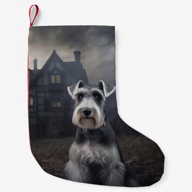 Petite Chaussette De Noël Miniature Schnauzer Halloween Épouvantable (Devant)