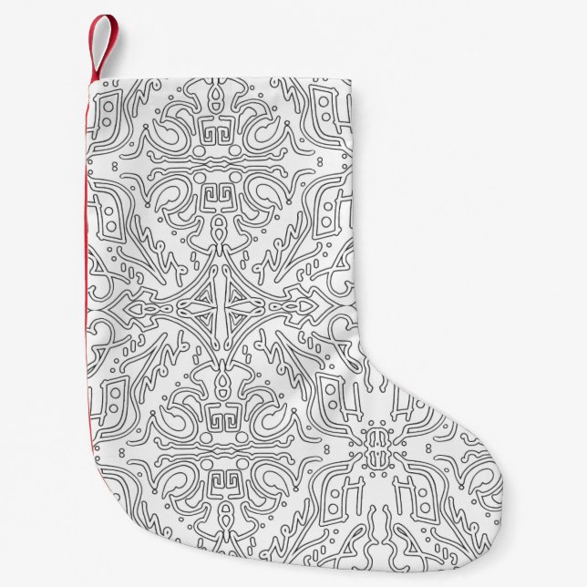 Petite Chaussette De Noël Minimalist Grey Floral Pattern (Devant)
