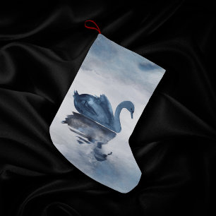 Petite Chaussette De Noël Misty Reflections Moody Dusty Blue Swan sur le l