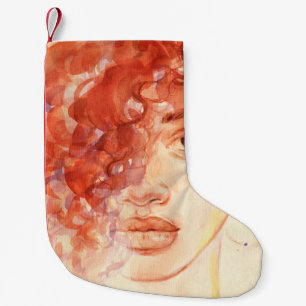Petite Chaussette De Noël Mode afro-américaine, aquarelle illustration.