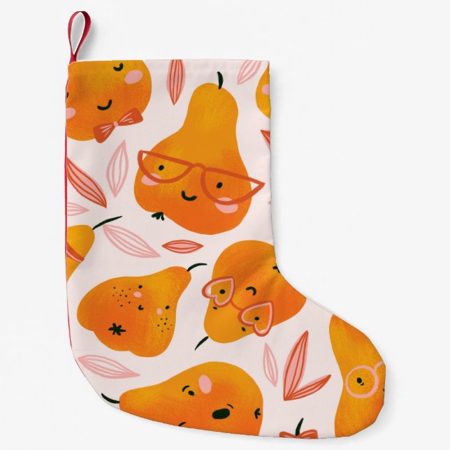 Petite Chaussette De Noël Modèle floral avec orchidées blanches, isolé sur u (Devant)