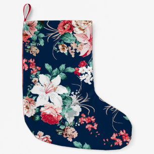 Petite Chaussette De Noël Modèle floral avec roses et petites fleurs avec v