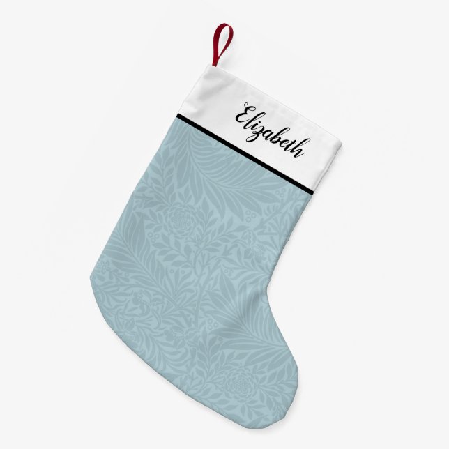 Petite Chaussette De Noël Modèle floral bleu personnalisé (Devant (Accrochage))