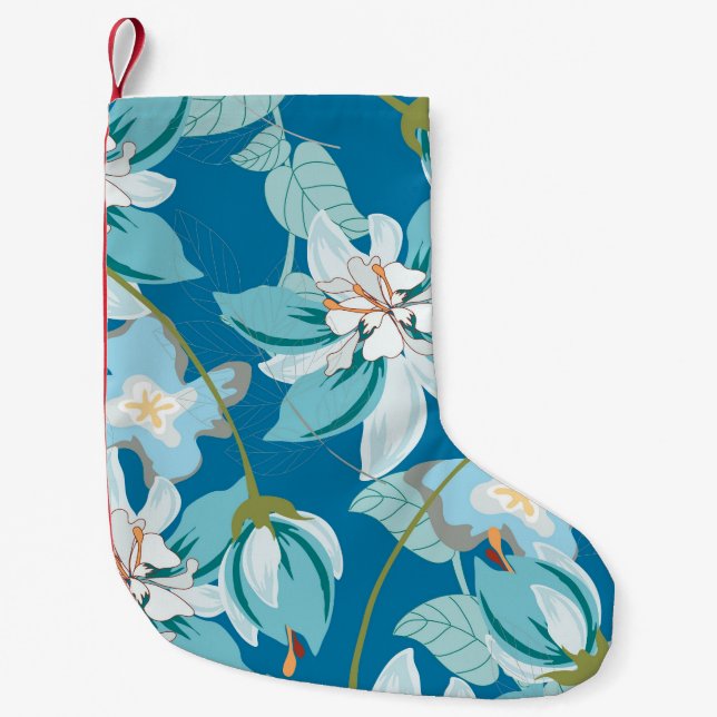 Petite Chaussette De Noël Modèle floral, design floral polyvalent. (Devant)