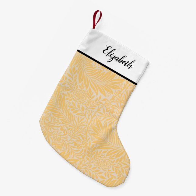 Petite Chaussette De Noël Modèle Floral Or Personnalisé (Devant (Accrochage))
