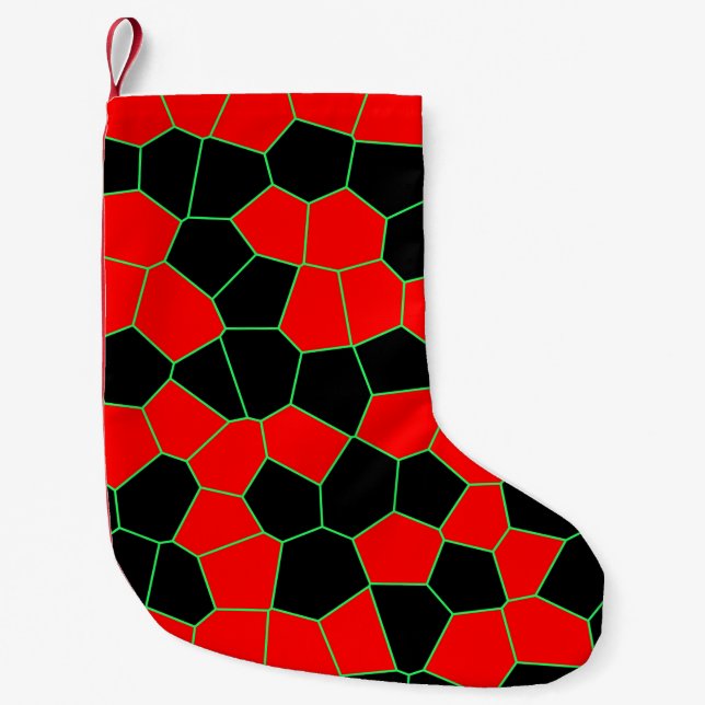 Petite Chaussette De Noël Modèle tendance moderne vert rouge noir (Devant)