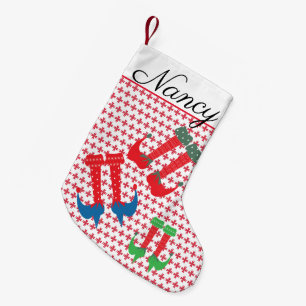 Petite Chaussette De Noël Moderne adorable Noël Elf Pieds Snowflakes