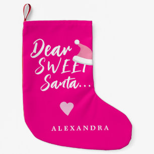 Petite Chaussette De Noël Moderne Noël cher Santa écrivez votre nom rose