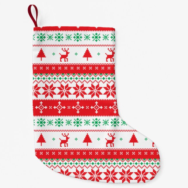 Petite Chaussette De Noël Moderne Nordic hiver Noël Motif (Devant)