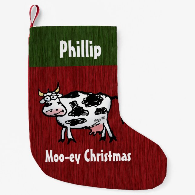 Petite Chaussette De Noël Moey personnalisé Noël Funny Cow (Devant)