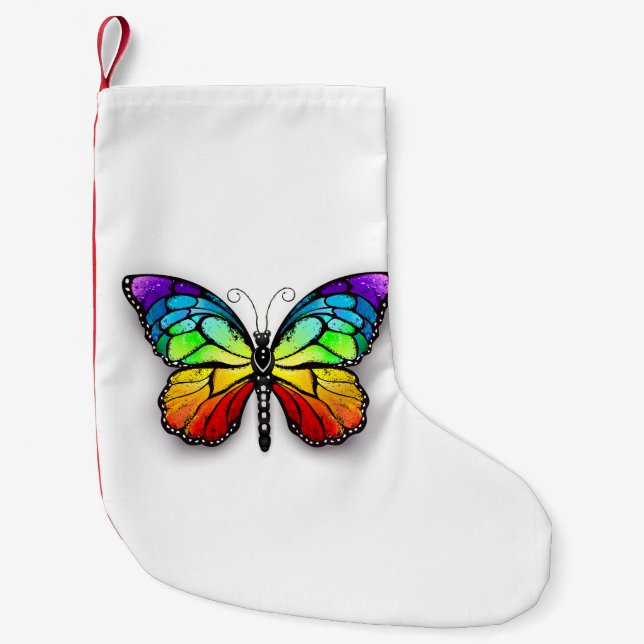 Petite Chaussette De Noël Monarque papillon arc-en-ciel (Devant)