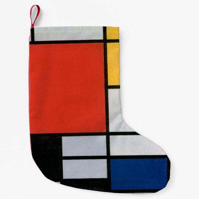Petite Chaussette De Noël Mondrial Composition Rouge Jaune Bleu Noir (Devant)