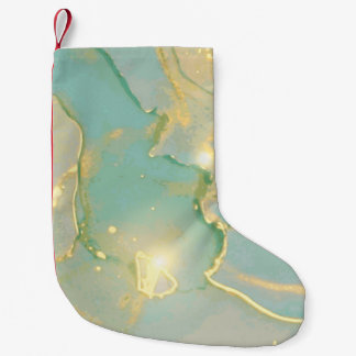 Petite Chaussette De Noël Monnaie Vert Marbre Or : Texté