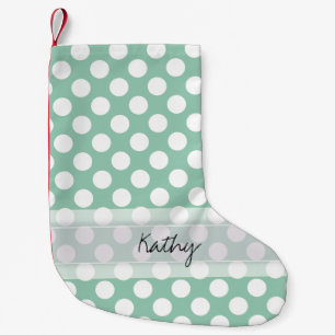 Petite Chaussette De Noël Monogram Mint Green Cute Chic Polka Motif