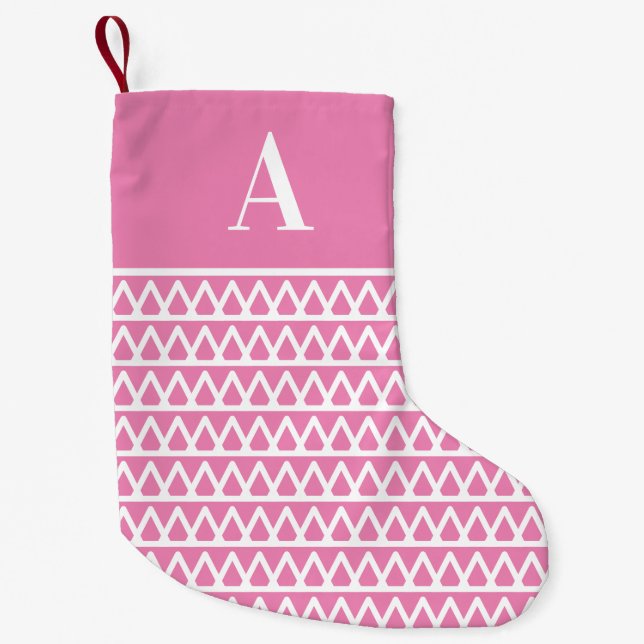 Petite Chaussette De Noël Monogram Pastel Motif rose double face (Devant)