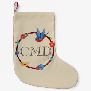 Petite Chaussette De Noël Monogramme Boho Bluebird