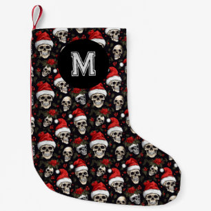 Petite Chaussette De Noël Monogramme crâne Père Noël Xmas gothique