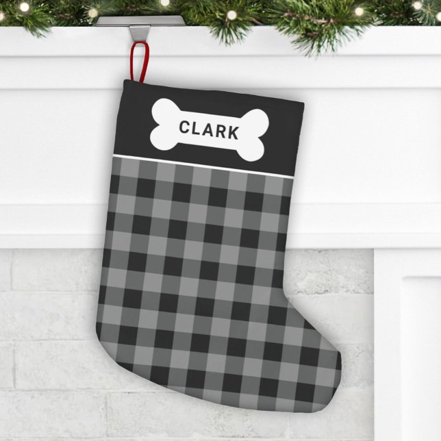 Petite Chaussette De Noël Monogramme d'animal domestique plaqué gris rustiqu (Créateur téléchargé)