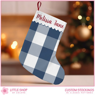 Petite Chaussette De Noël Monogramme de contrôle du Buffle bleu