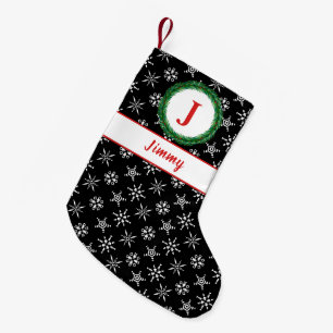 Petite Chaussette De Noël Monogramme de couronne Votre nom Flèche de neige n
