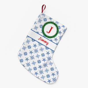 Petite Chaussette De Noël Monogramme de couronne Votre nom Flèches blanches 