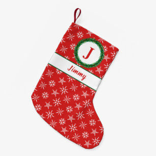 Petite Chaussette De Noël Monogramme de couronne Votre nom Flèches rouges et