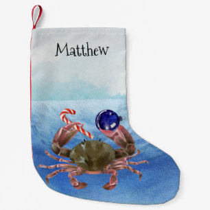 Petite Chaussette De Noël Monogramme de crabe de Noël