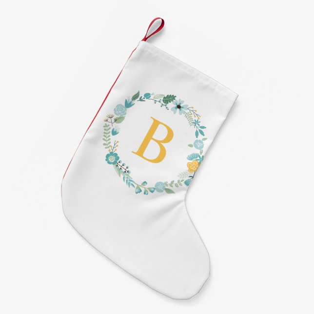 Petite Chaussette De Noël Monogramme de germe jaune (Devant (Accrochage))