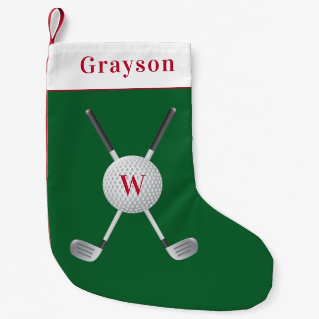 Petite Chaussette De Noël Monogramme de golf Petite réserve de Noël (Devant)