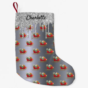 Petite Chaussette De Noël Monogramme de la parties scintillant Père Noël en