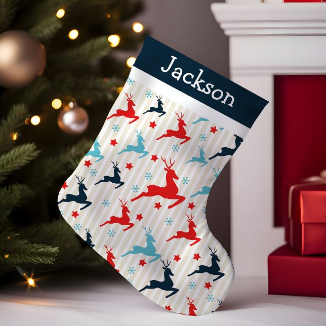 Petite Chaussette De Noël Monogramme de renne sauteur (Créateur téléchargé)
