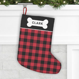 Petite Chaussette De Noël Monogramme d'os de chien plaqué de buffle rouge et