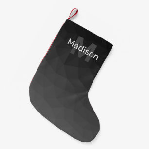 Petite Chaussette De Noël Monogramme en maille géométrique à dégradé gris fo