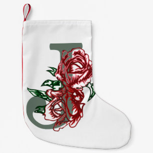 Petite Chaussette De Noël monogramme floral lettre majuscule J
