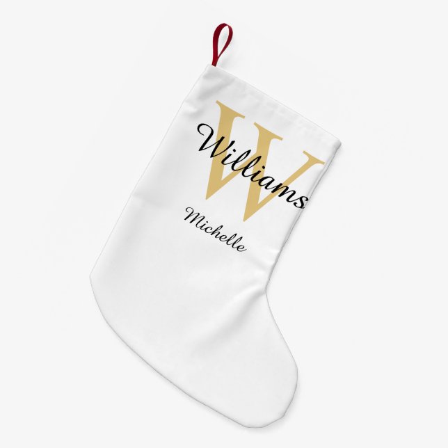 Petite Chaussette De Noël Monogramme Gold personnalisé (Devant (Accrochage))