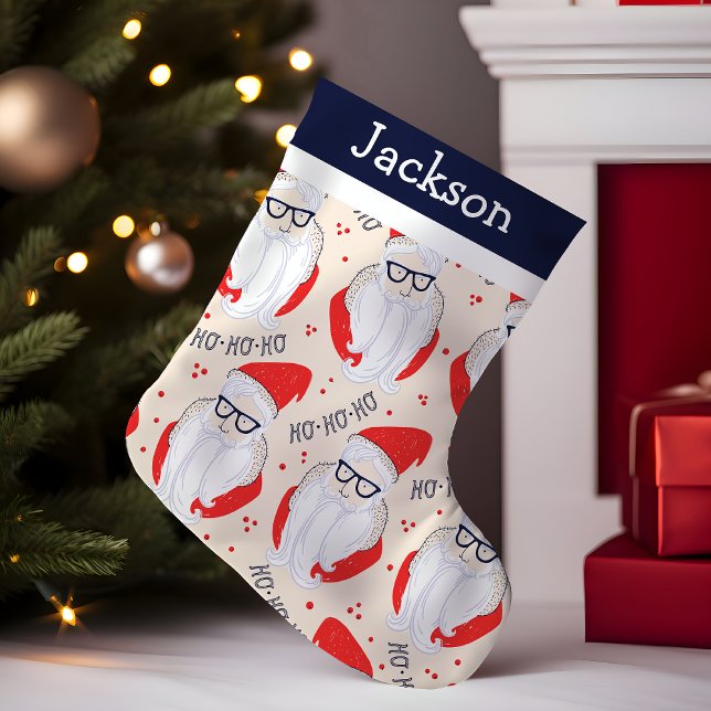 Petite Chaussette De Noël Monogramme Hipster Père Noël (Créateur téléchargé)