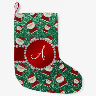 Petite Chaussette De Noël Monogramme menthe verte parties scintillant noël s